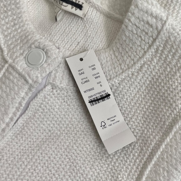 NWT!! J. CREW Cropped Button-Up Sweater Shell Solid White Nautical Knit Small - Picture 10 of 12